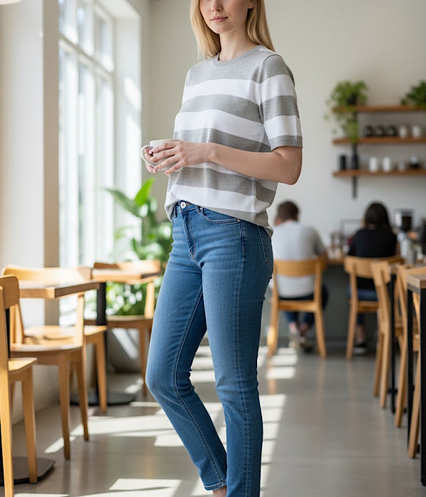 Kaffe KaLizza strik med korte ærmer