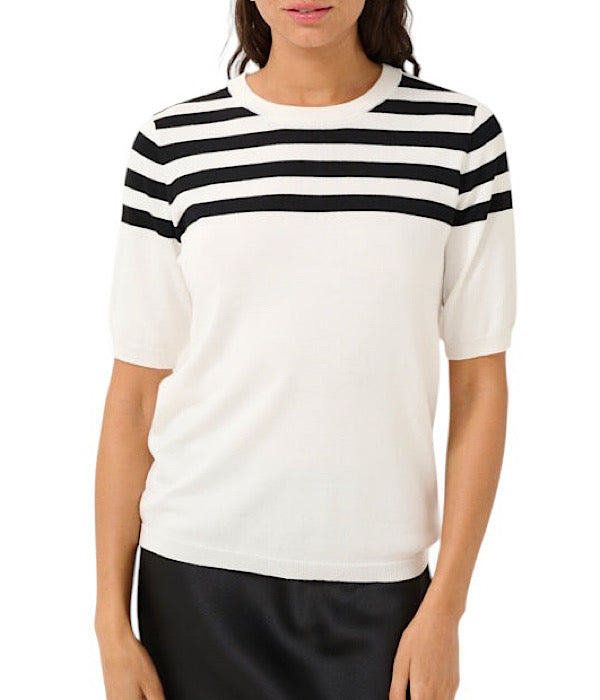 Kaffe Llizza strik med korte ærmer 2 farvet