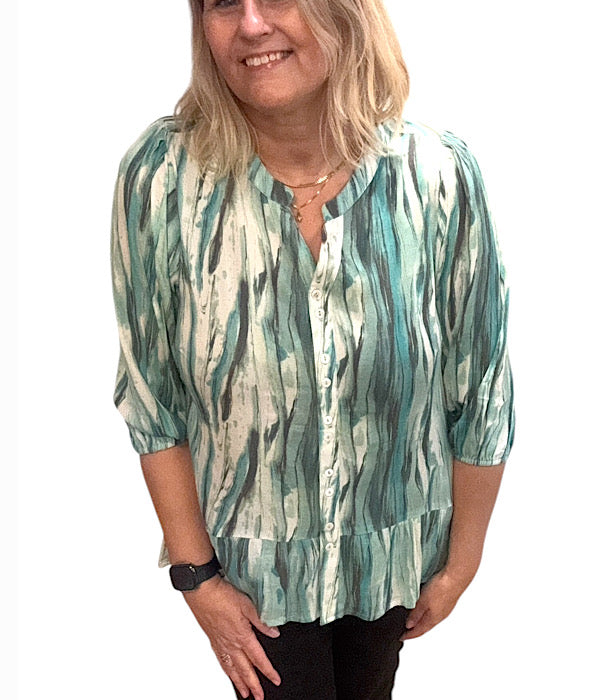 9617 Bluse med skørt, p 13 mint blå combi