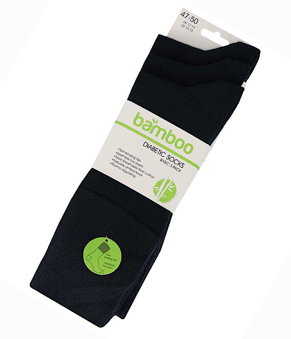 Bamboo diabetes strømper 3-pak, sort
