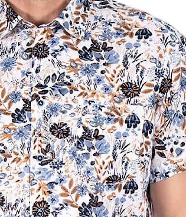Rolf kortærmet skjorte med blomsterprint