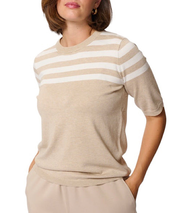 Kaffe Llizza strik med korte ærmer 2 farvet