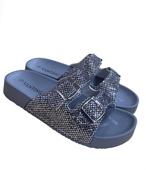 VT240 Sandal, grå glitter