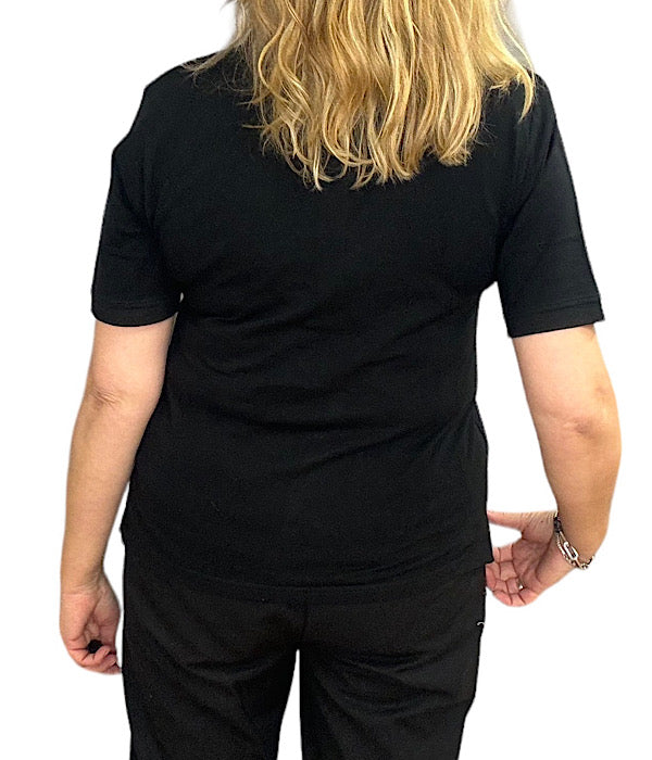 Helen 199 polo blouse med korte ærmer i sort
