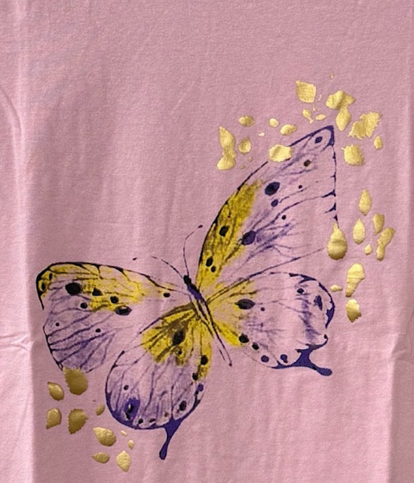 71514 T-shirt lilla sommerfugl