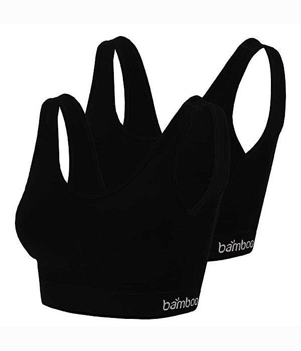 Bamboo sømløs bh top 2 stk. i sort