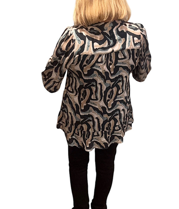 9617 Bluse med skørt, print 1 navy combi