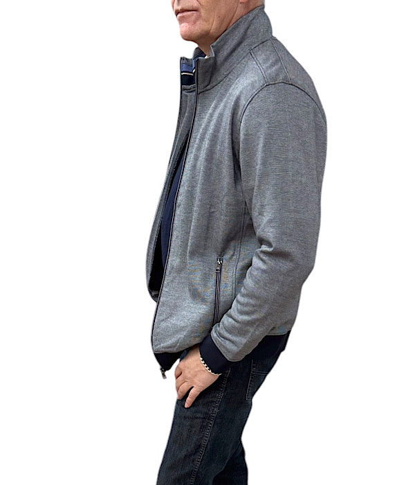 Rai cardigan med lynlås i navy mix