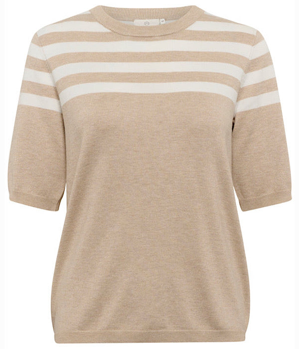 Kaffe Llizza strik med korte ærmer 2 farvet