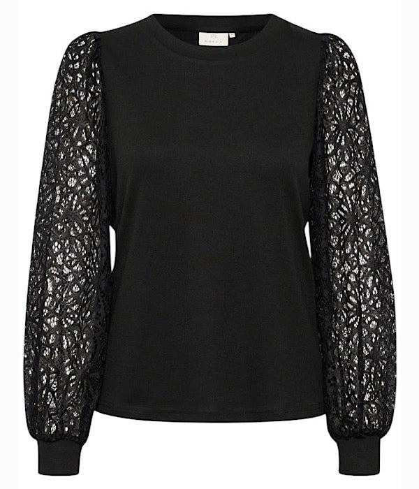 Kaffe Becca t-shirt med blonde ærmer