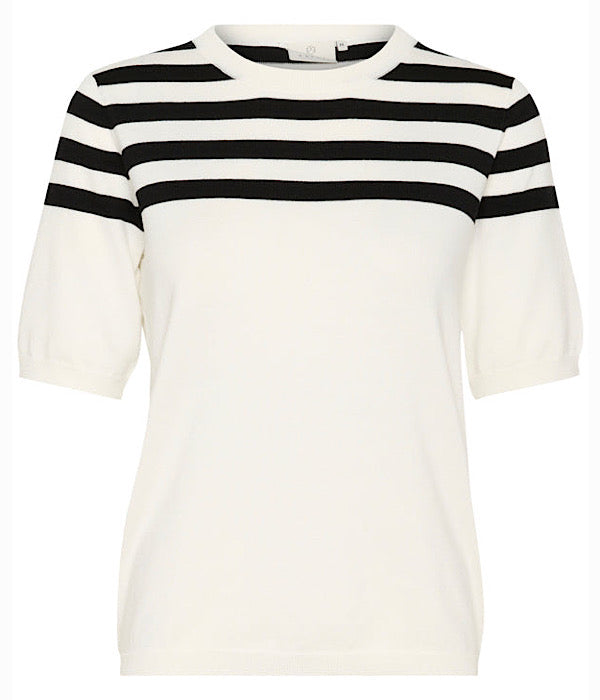 Kaffe Llizza strik med korte ærmer 2 farvet