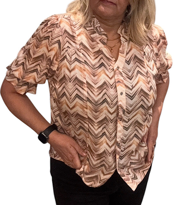 9574 Skjortebluse, print 9