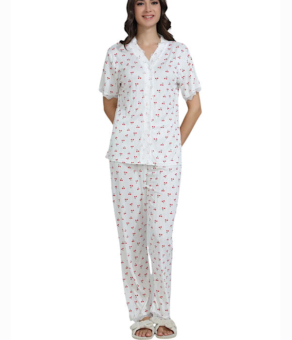 5351 Pyjamas sæt med kirsebær