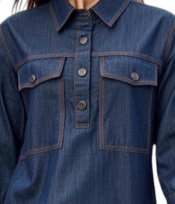 Ofelia Mina kjole i mørk denim