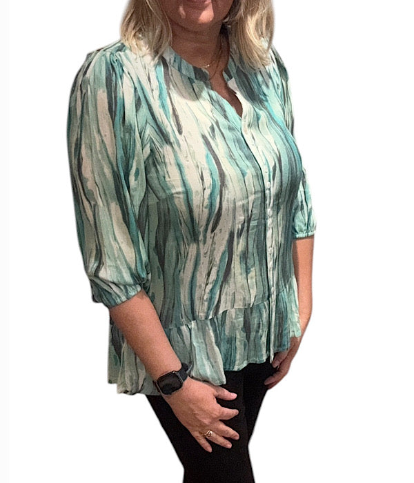 9617 Bluse med skørt, p 13 mint blå combi