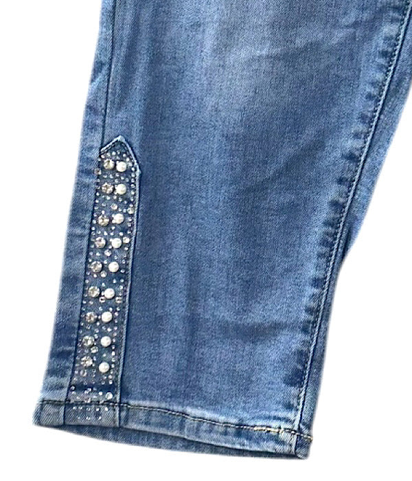 B.S. 6348 knickers plus i lys denim med perler