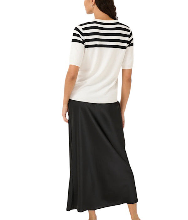 Kaffe Llizza strik med korte ærmer 2 farvet