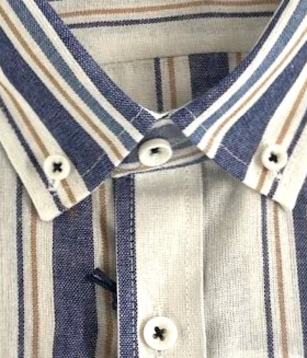 Devon stribet kortærmet skjorte, 7115 naval blue
