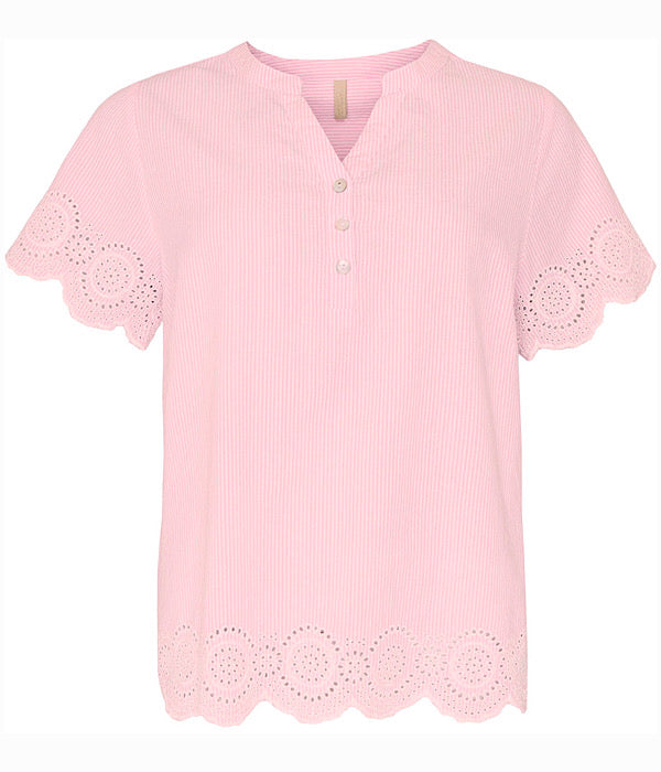 Ofelia Nola bluse med striber og broderi