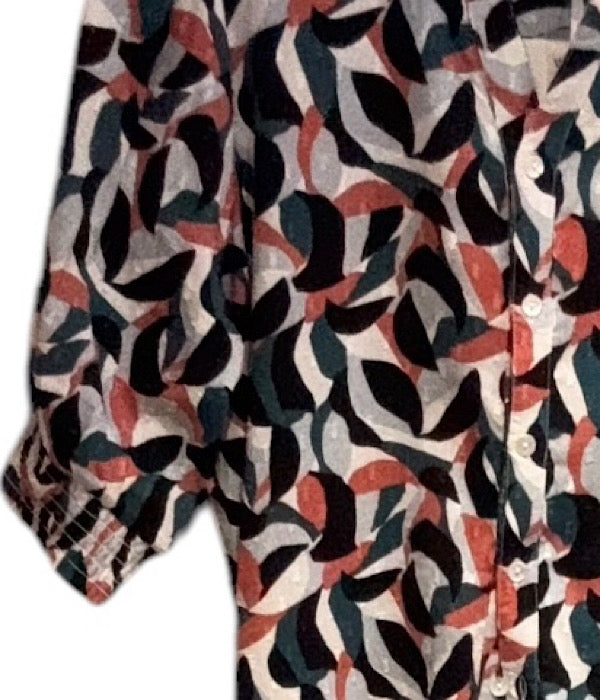 9596 Bluse med smock, red boota