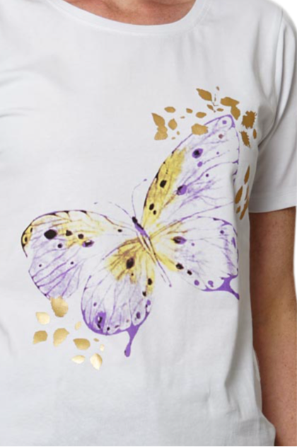 71514 T-shirt lilla sommerfugl