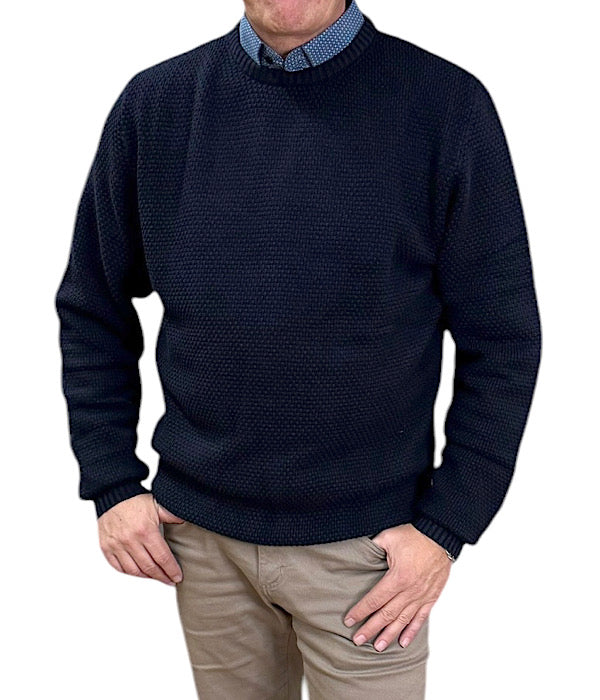 BERNTSON 2907 strik sweater, marineblå