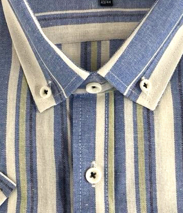 Devon stribet kortærmet skjorte, 7032 blue