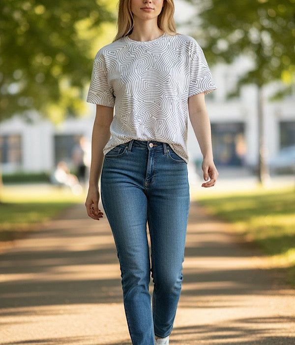 MXO 32505 T-shirt med print, hvid