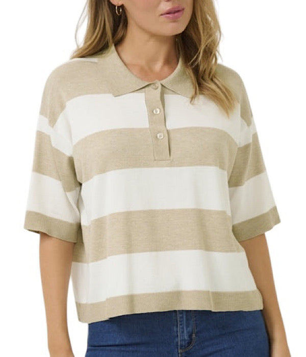 Kaffe Llizza Polo strik med korte ærmer 2 farvet