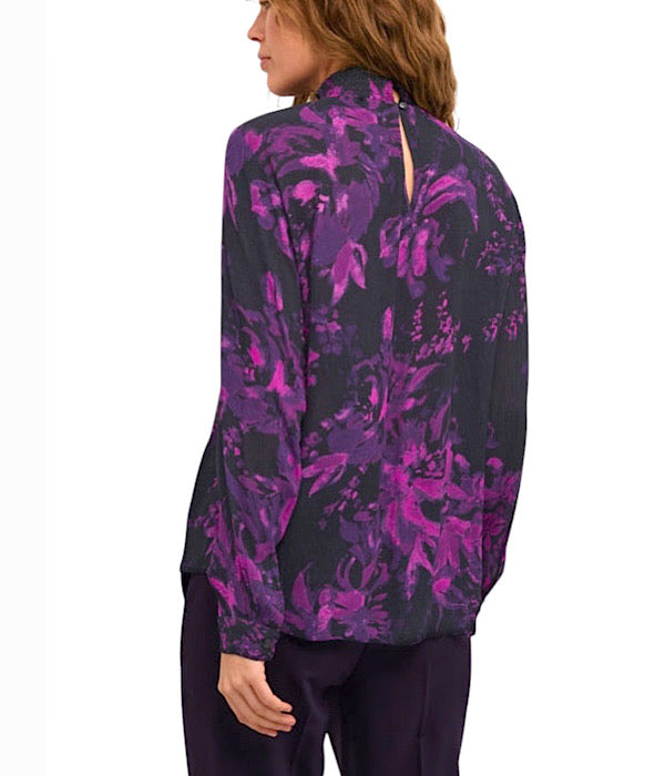KAamber bluse med lange ærmer, sort/lilla