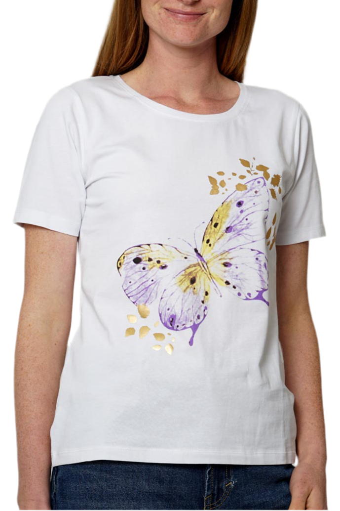 71514 T-shirt lilla sommerfugl