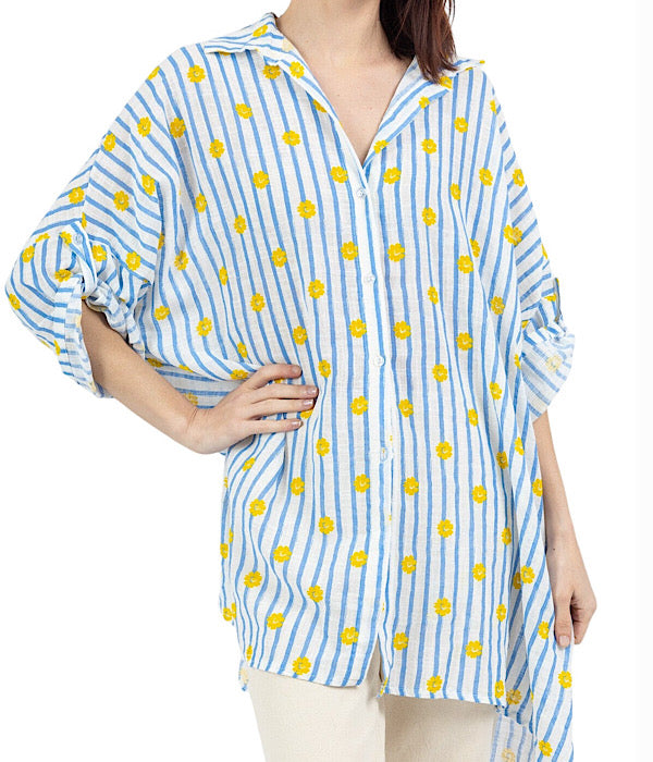 Milo skjorte stribet med blomst