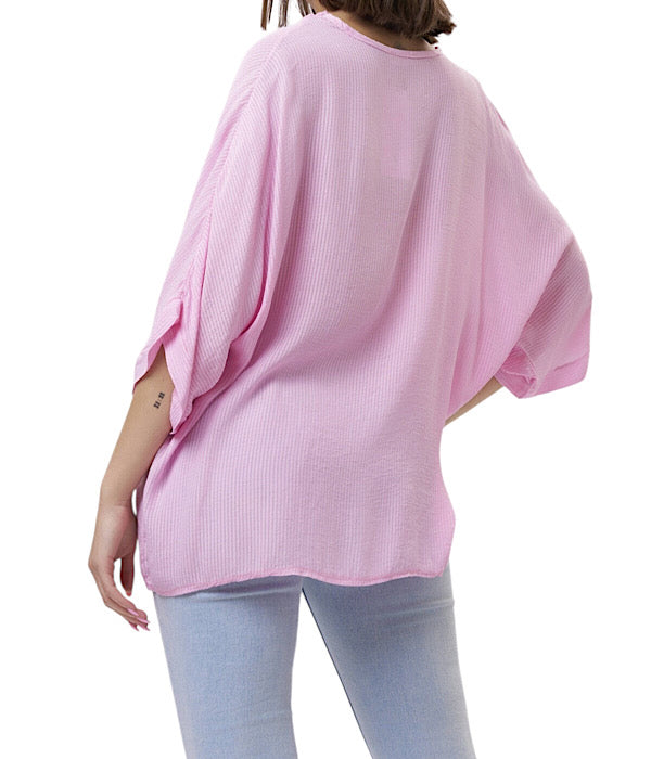 Nanna bluse med v-hals og blonde