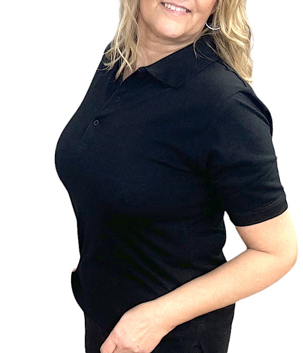 Helen 199 polo blouse med korte ærmer i sort