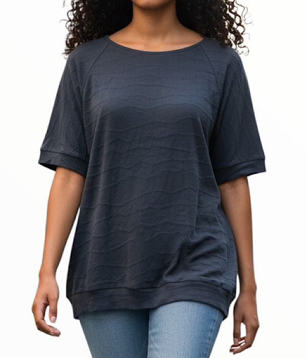 MXO 32208 bluse med struktur, sort