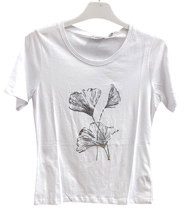 71106 T-shirt med sølvprint