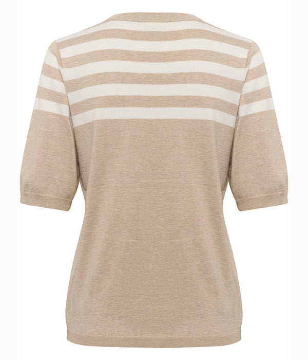 Kaffe Llizza strik med korte ærmer 2 farvet