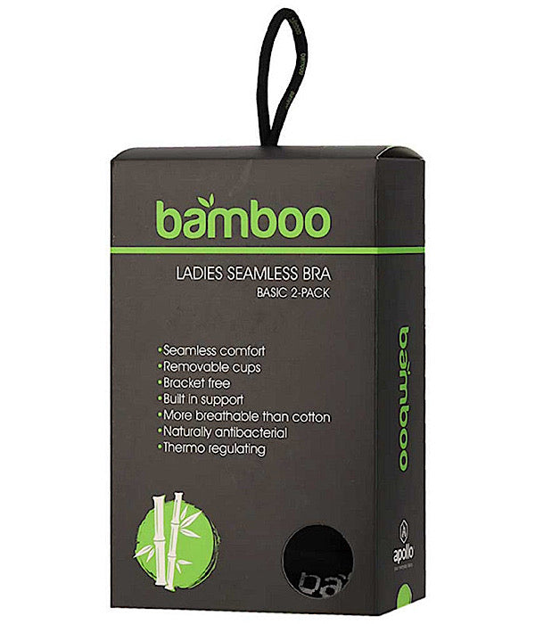 Bamboo sømløs bh top 2 stk. i sort