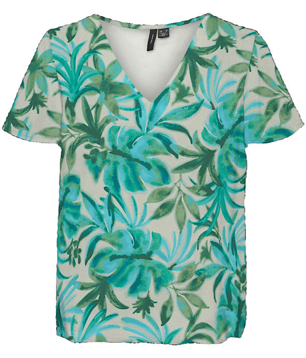 VMsmilla ss v-neck top, birch ditte