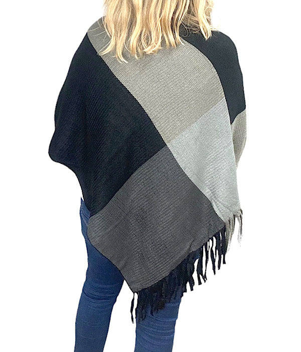 VT 2357 poncho, black gray combi