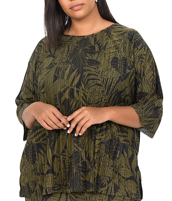 Charlie 4 blouse, black and khaki combi
