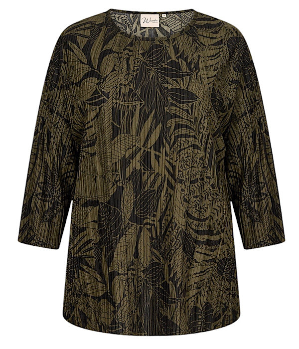 Charlie 4 blouse, black and khaki combi