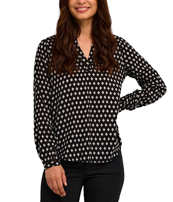 KAleah tilly blouse, black sqare print