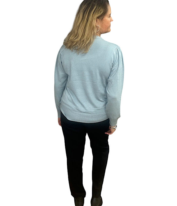 Fri knit o-neck, light blue