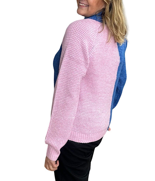 Misha zipper cardigan, strong blue mix