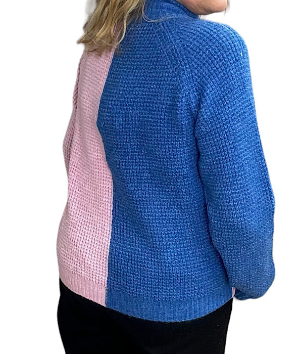 Misha zipper cardigan, strong blue mix