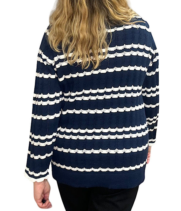 Aurelitta knit pullover, navy combi