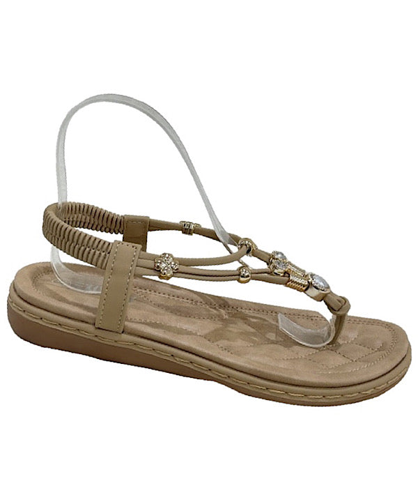 D381 Flad tå sandal, nude
