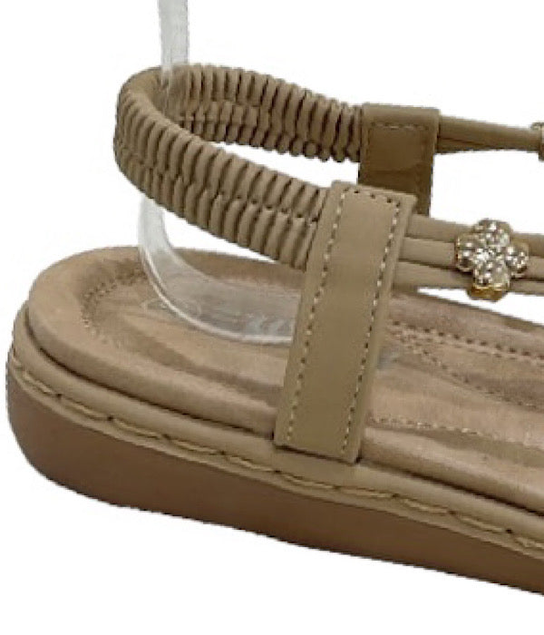 D381 Flad tå sandal, nude