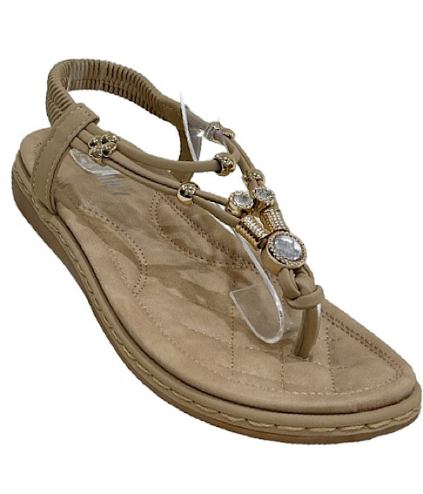 D381 Flad tå sandal, nude